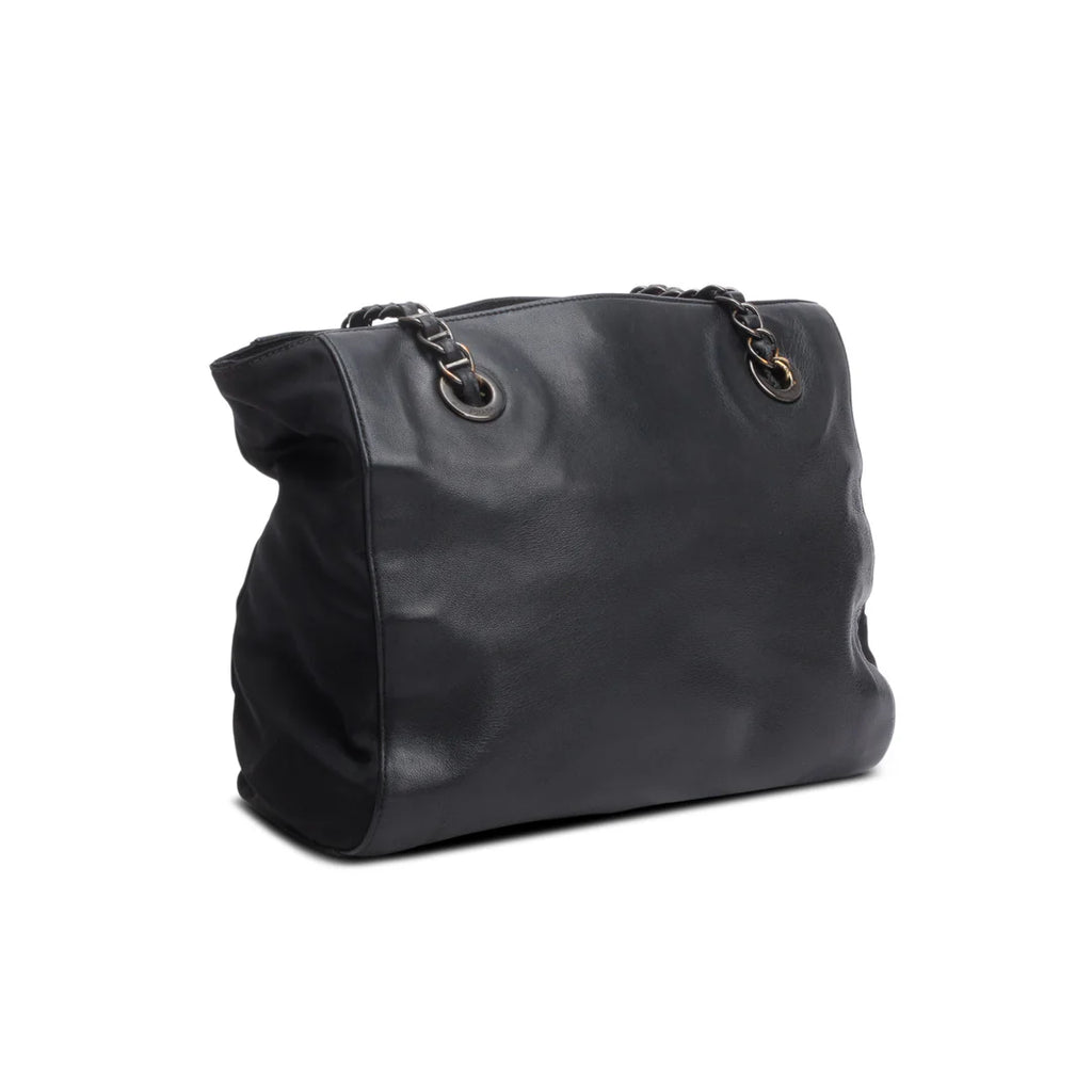 Black Nappa Leather &amp; Tessuto Nylon Catena Bag