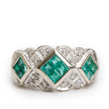 14k White Gold Emerald &amp; Diamond Ring, Size 7.25