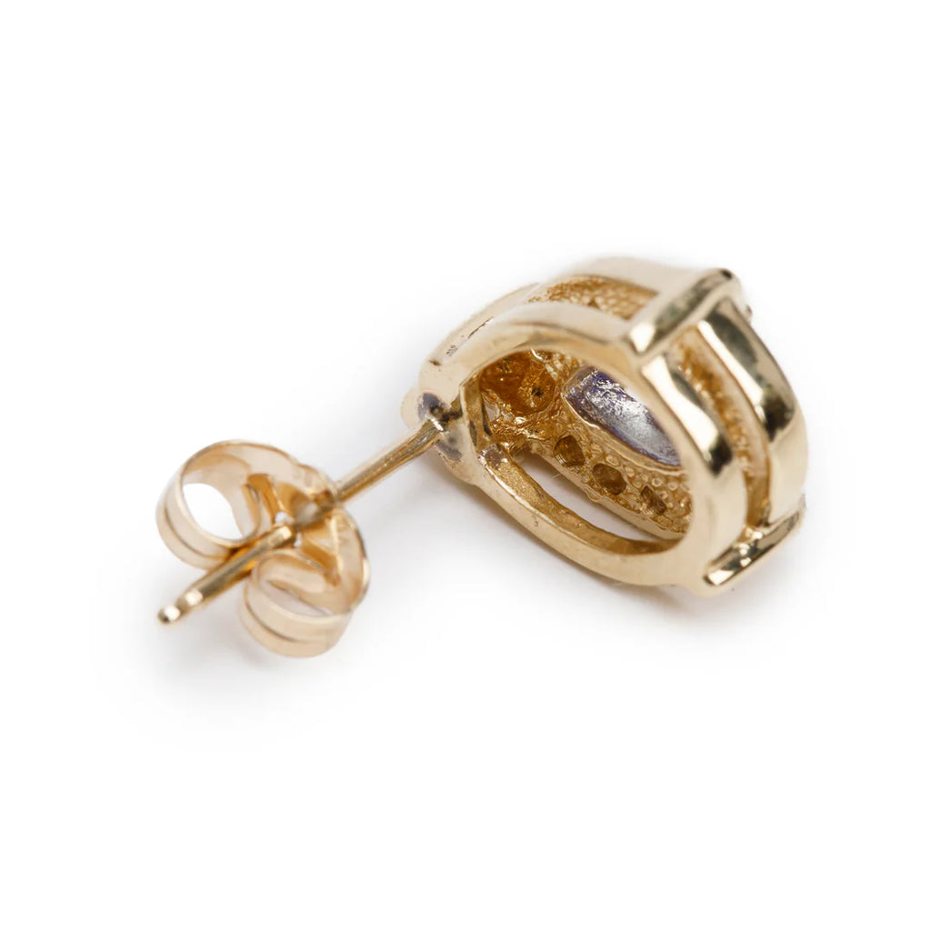 14k Yellow Gold Tanzanite &amp; Diamond Stud Earrings