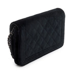 Black Quilted Velvet Boy Wallet on Chain w/ Box &amp; Authenticity Card