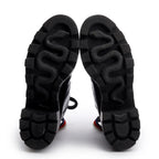 Black Calfskin Leather Web Slyvie Lace Up Combat Boots, Size 40 w/ B