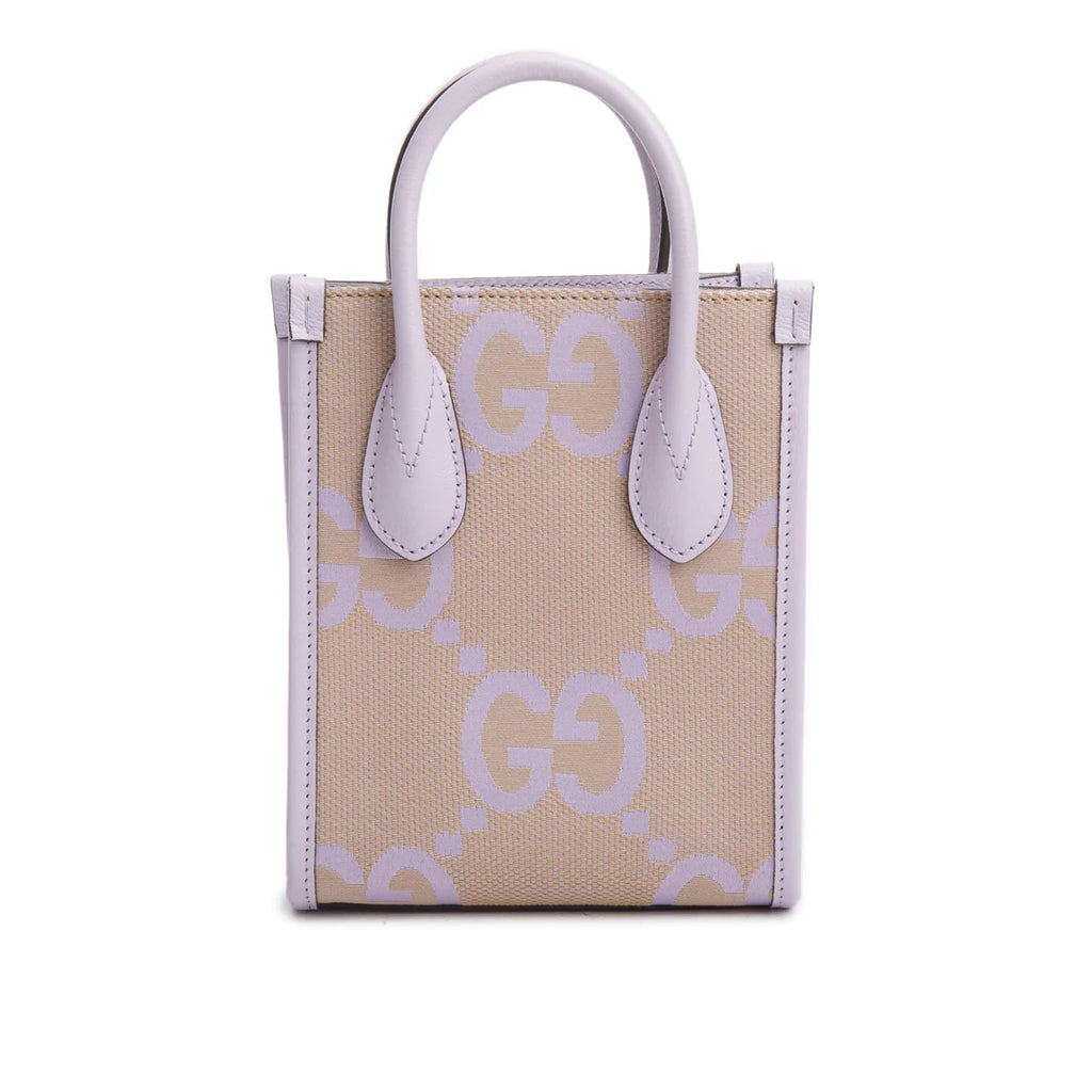 Purple Monogram Jumbo GG Textured Dollar Calfskin Mini Tote Bag w/ Strap