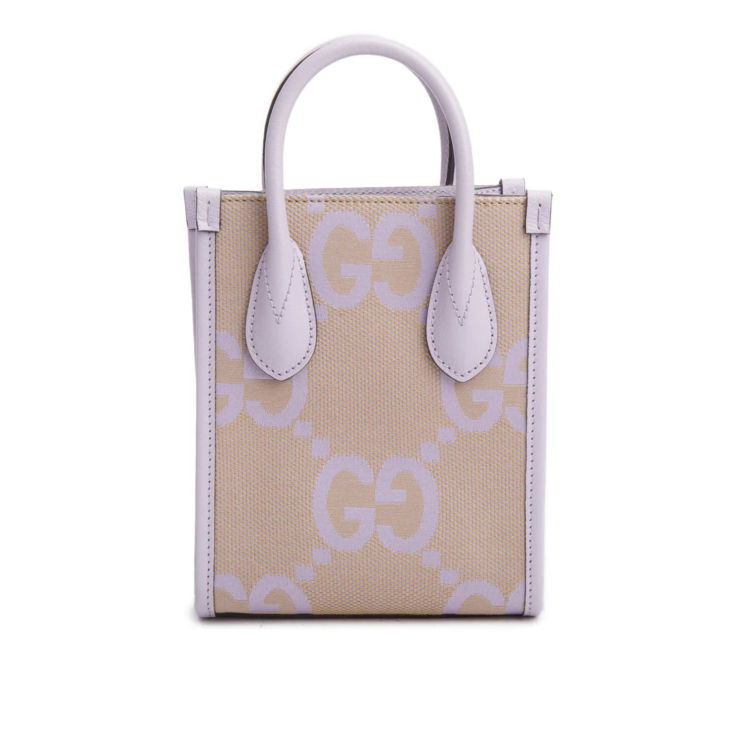 Purple Monogram Jumbo GG Textured Dollar Calfskin Mini Tote Bag w/ Strap
