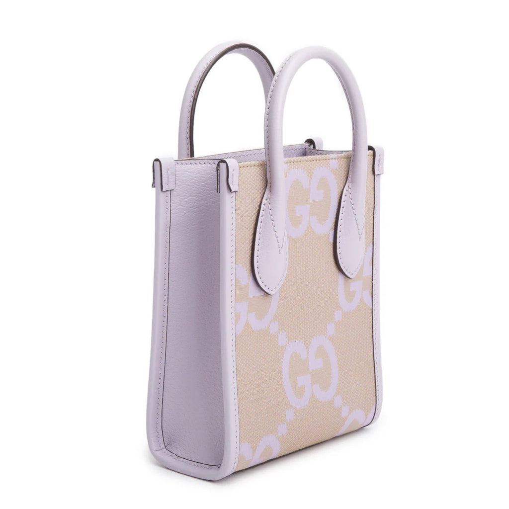 Purple Monogram Jumbo GG Textured Dollar Calfskin Mini Tote Bag w/ Strap