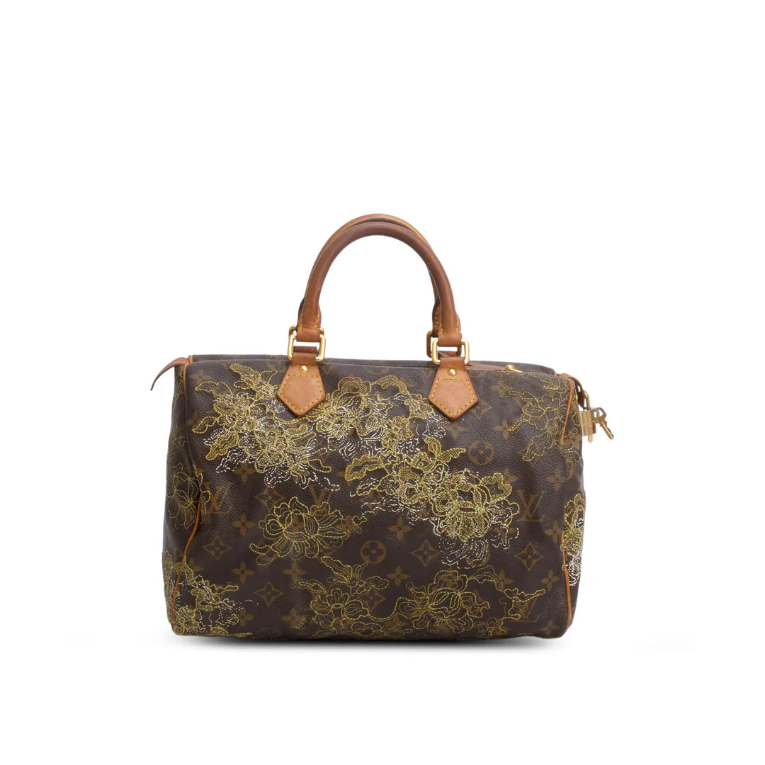 Gold Monogram Dentelle Speedy 30