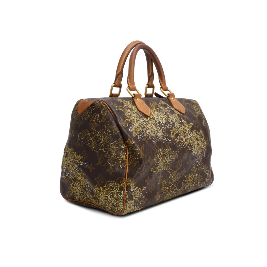 Gold Monogram Dentelle Speedy 30