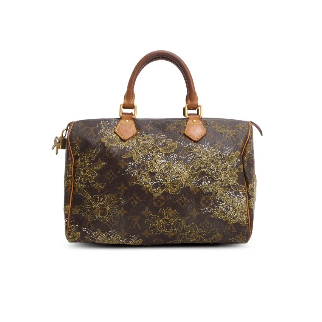 Gold Monogram Dentelle Speedy 30