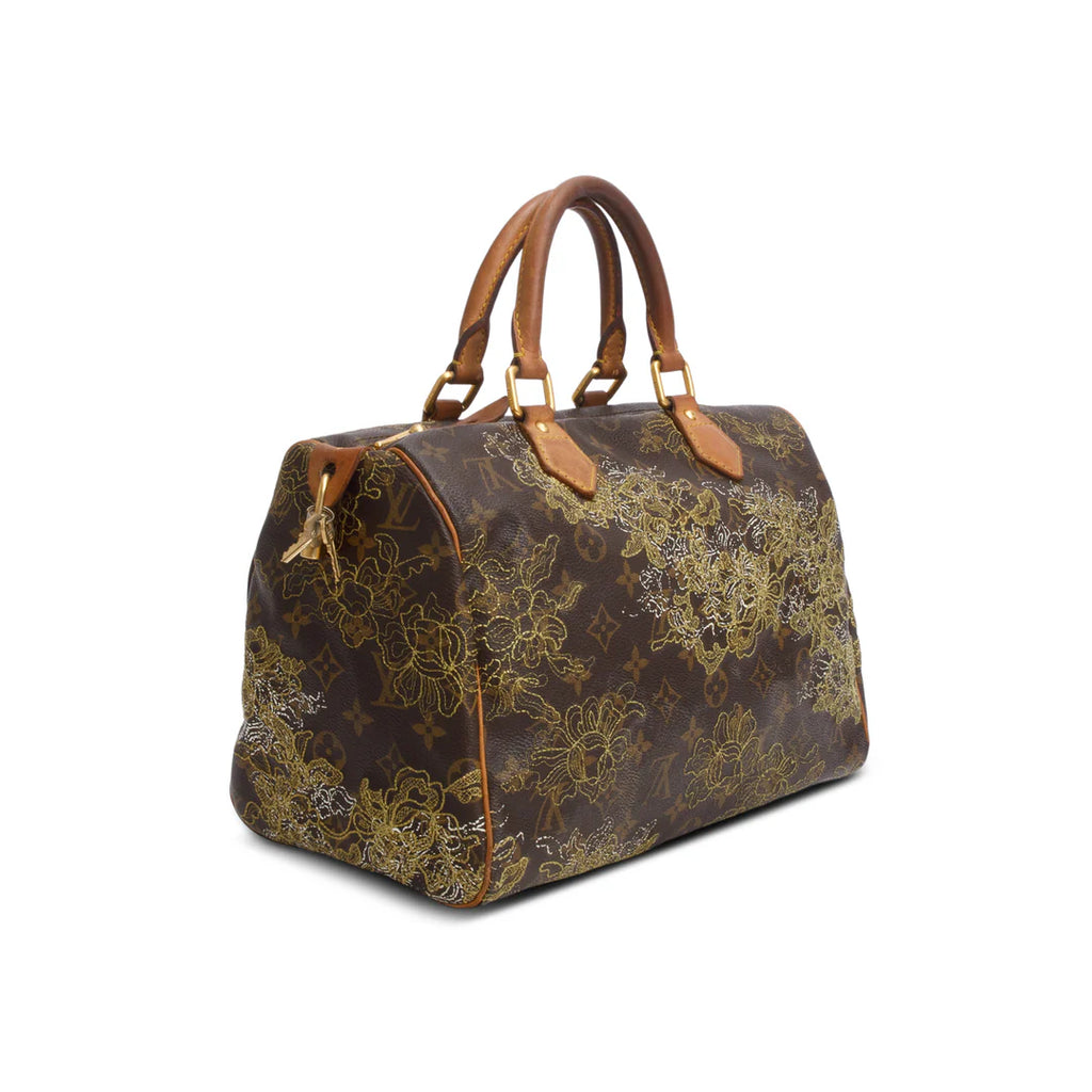 Gold Monogram Dentelle Speedy 30