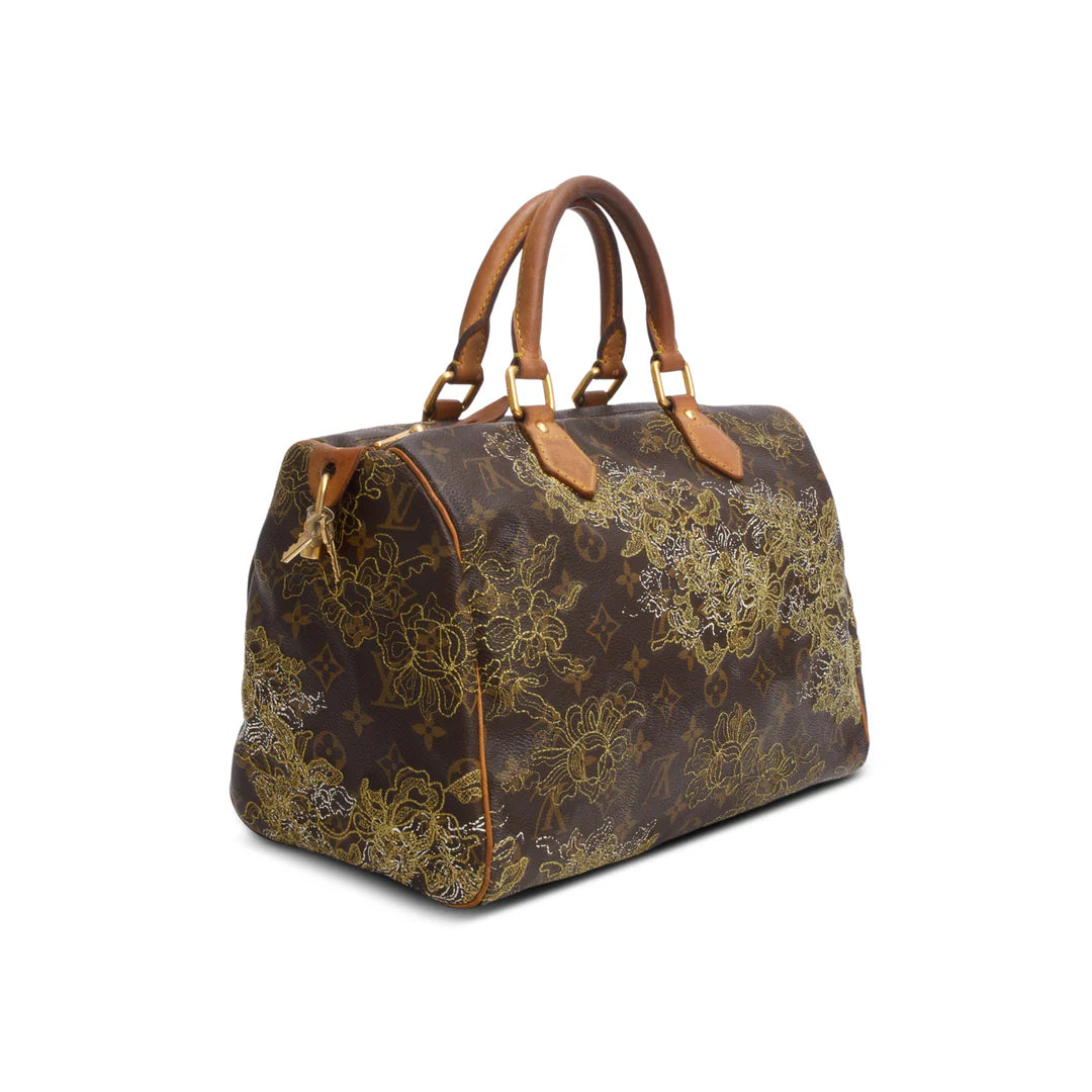 Gold Monogram Dentelle Speedy 30