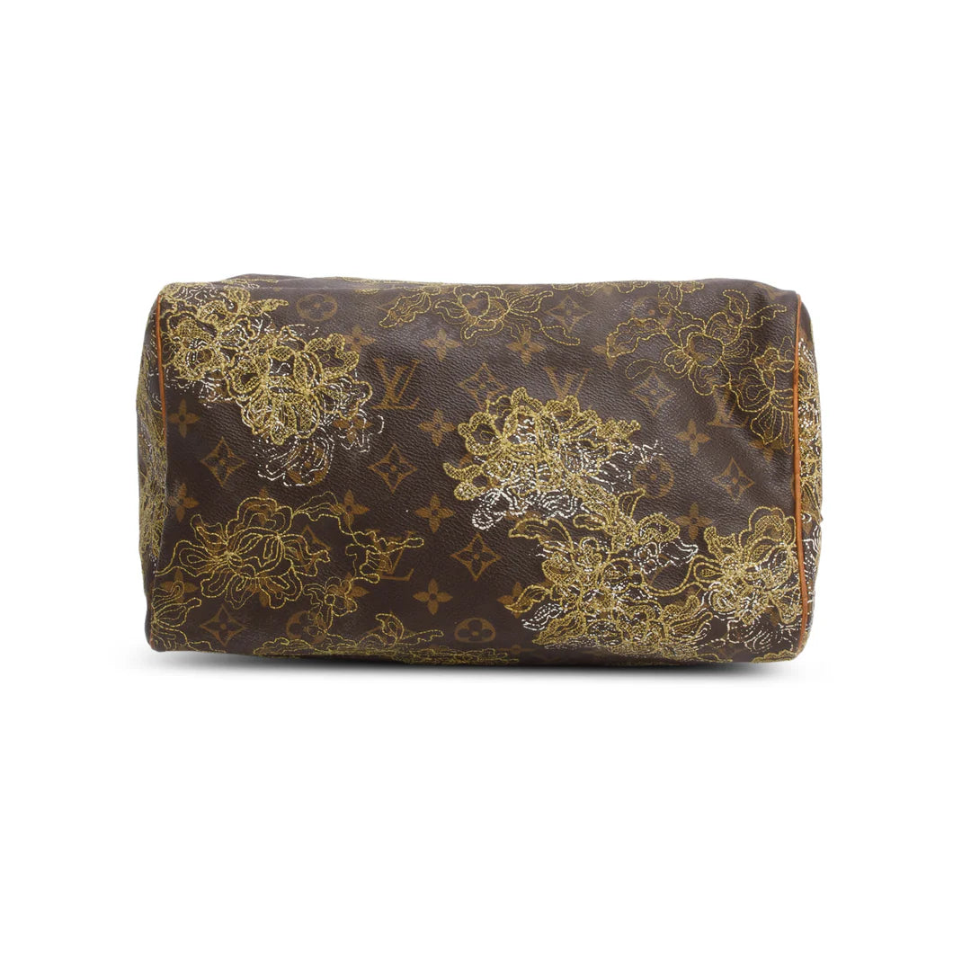 Gold Monogram Dentelle Speedy 30