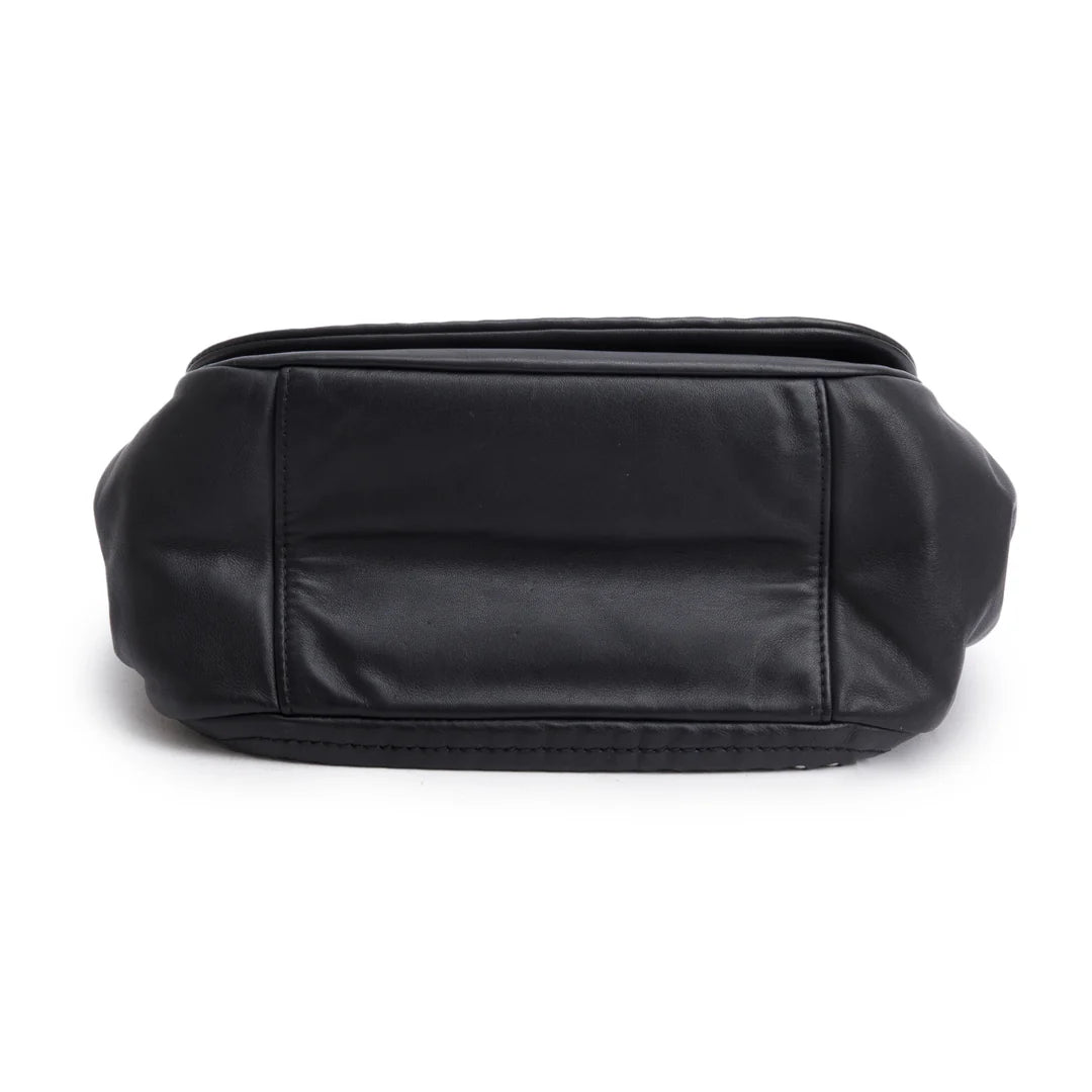 Black Lambskin Luxe Ligne Accordion Flap Bag w/ Authenticity Card