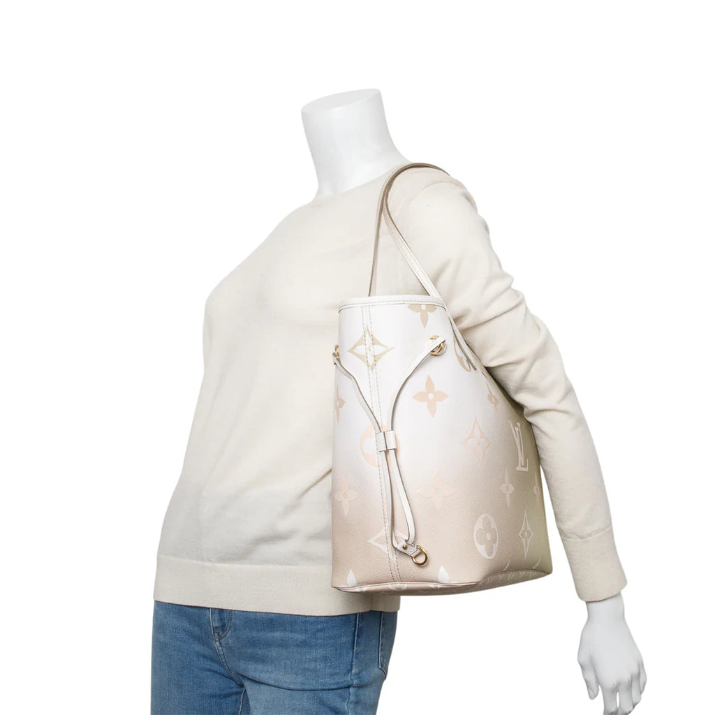 Monogram Sunset Khaki Giant Spring in The City Neverfull MM w/ Pouch