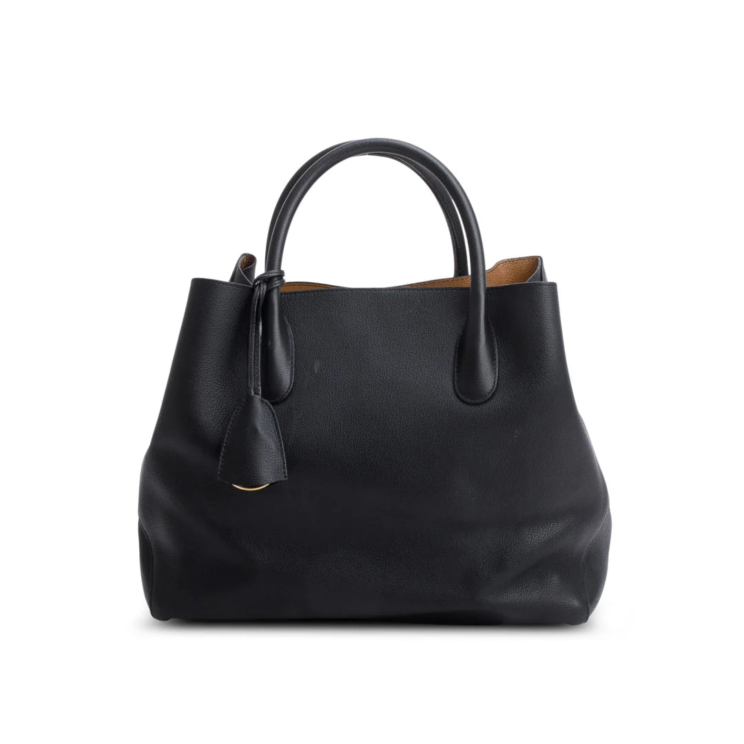 Supple Grained Calfskin Open Bar Tote Bag w/ Strap