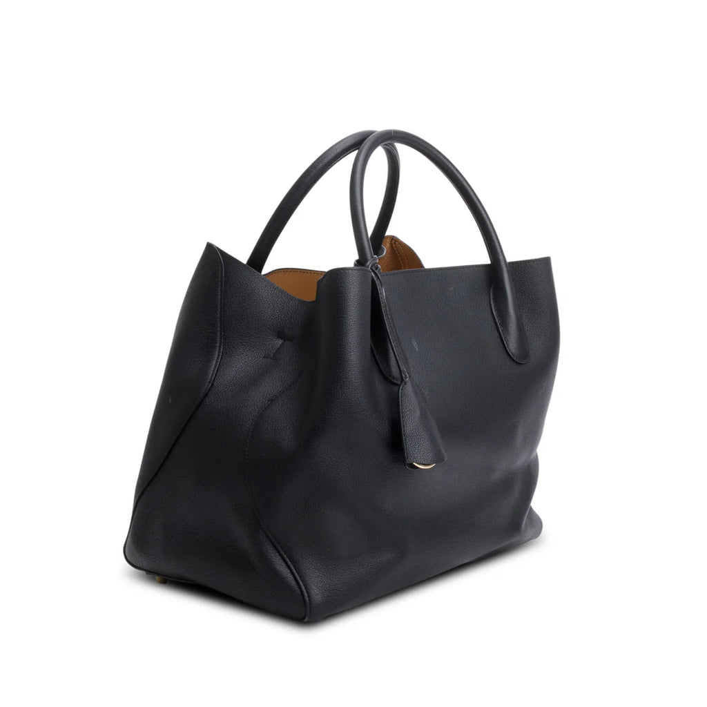 Supple Grained Calfskin Open Bar Tote Bag w/ Strap