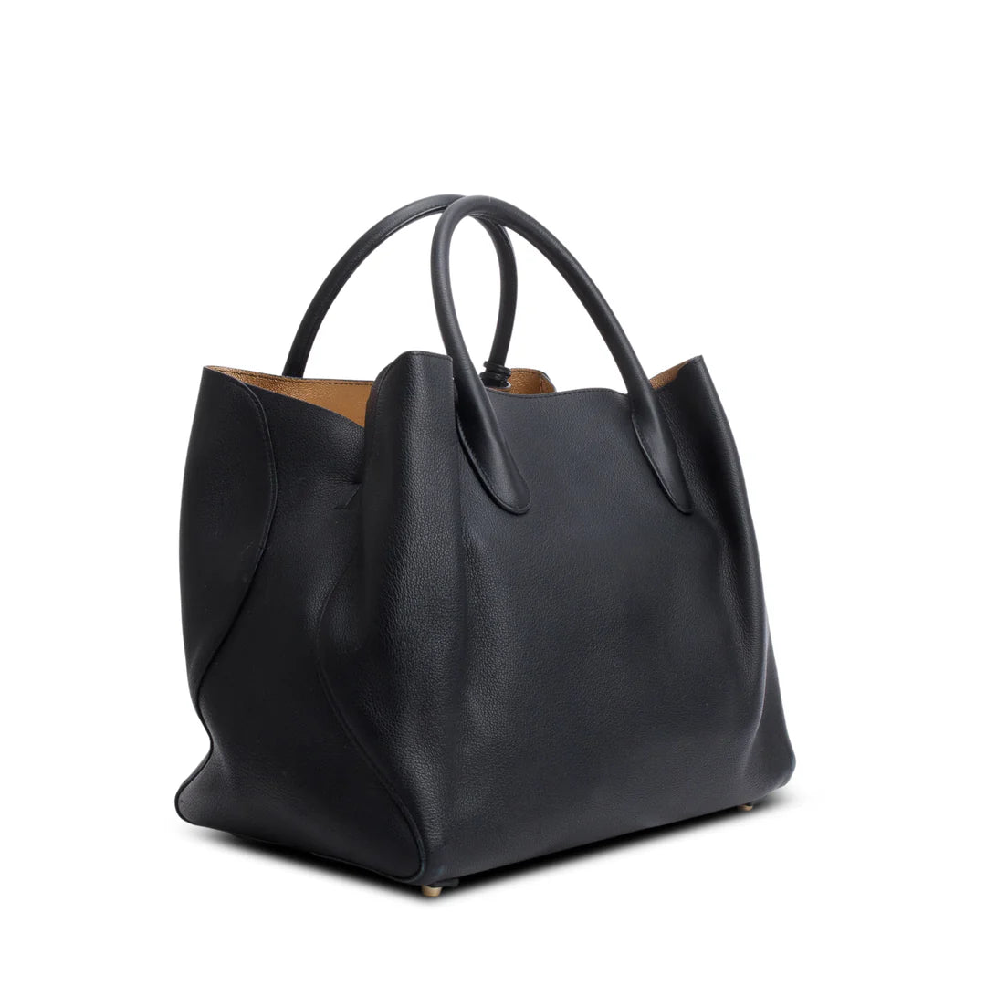 Supple Grained Calfskin Open Bar Tote Bag w/ Strap