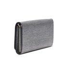 Silver Metallic Epi Leather Twist Chain Wallet