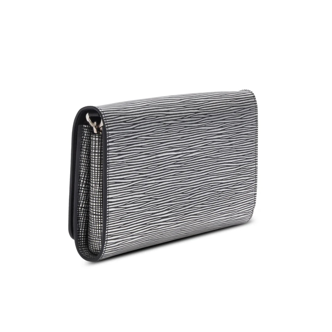 Silver Metallic Epi Leather Twist Chain Wallet