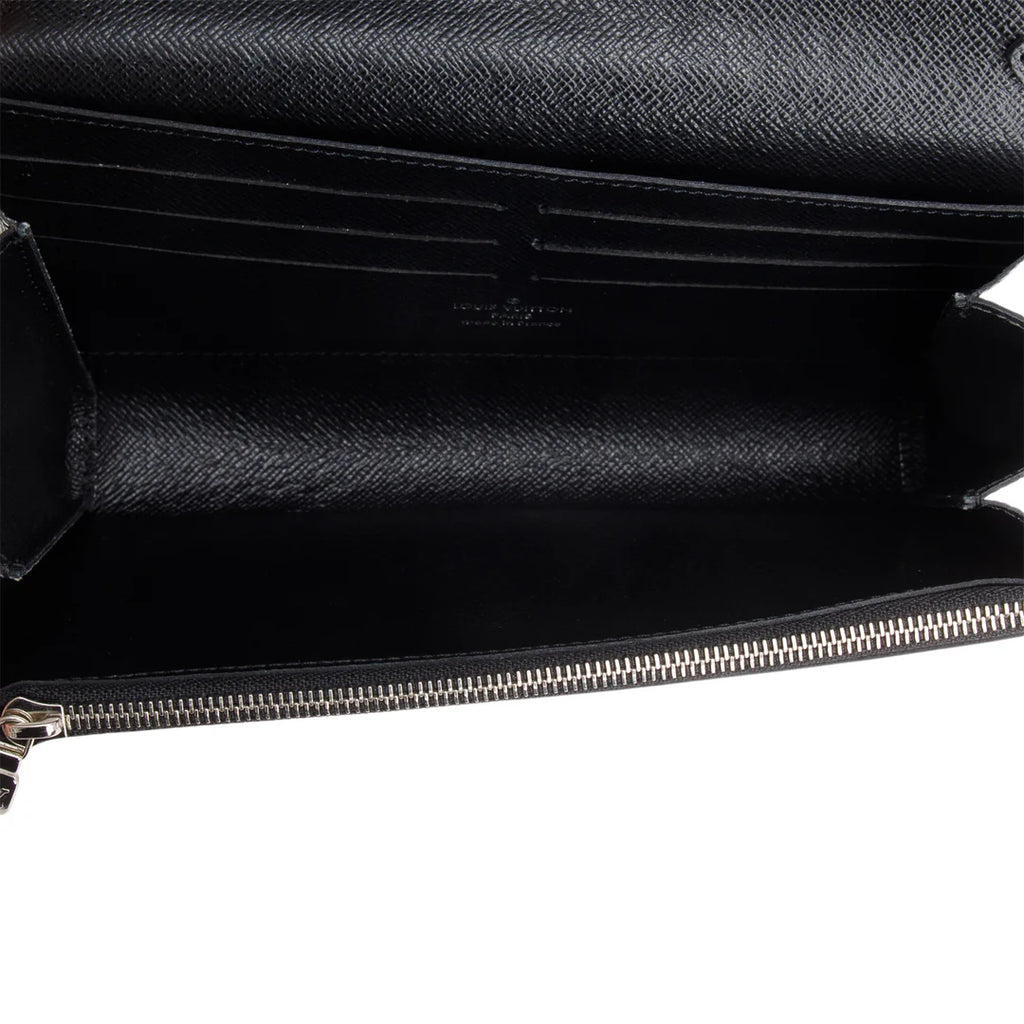 Silver Metallic Epi Leather Twist Chain Wallet