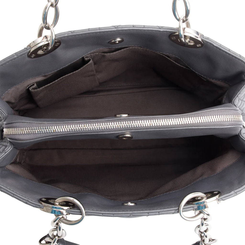 Grey Lambskin Cannage Small Dior Soft Zipped Shopping Tote