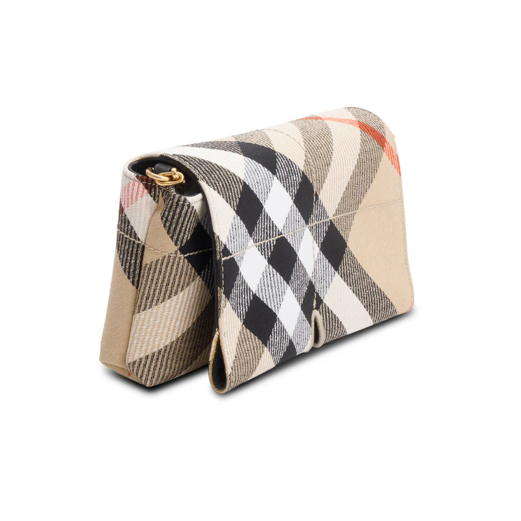 Brown Check Soft Snip Mini Chain Bag