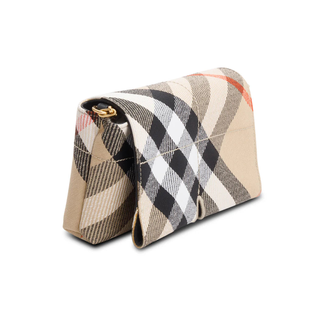 Brown Check Soft Snip Mini Chain Bag
