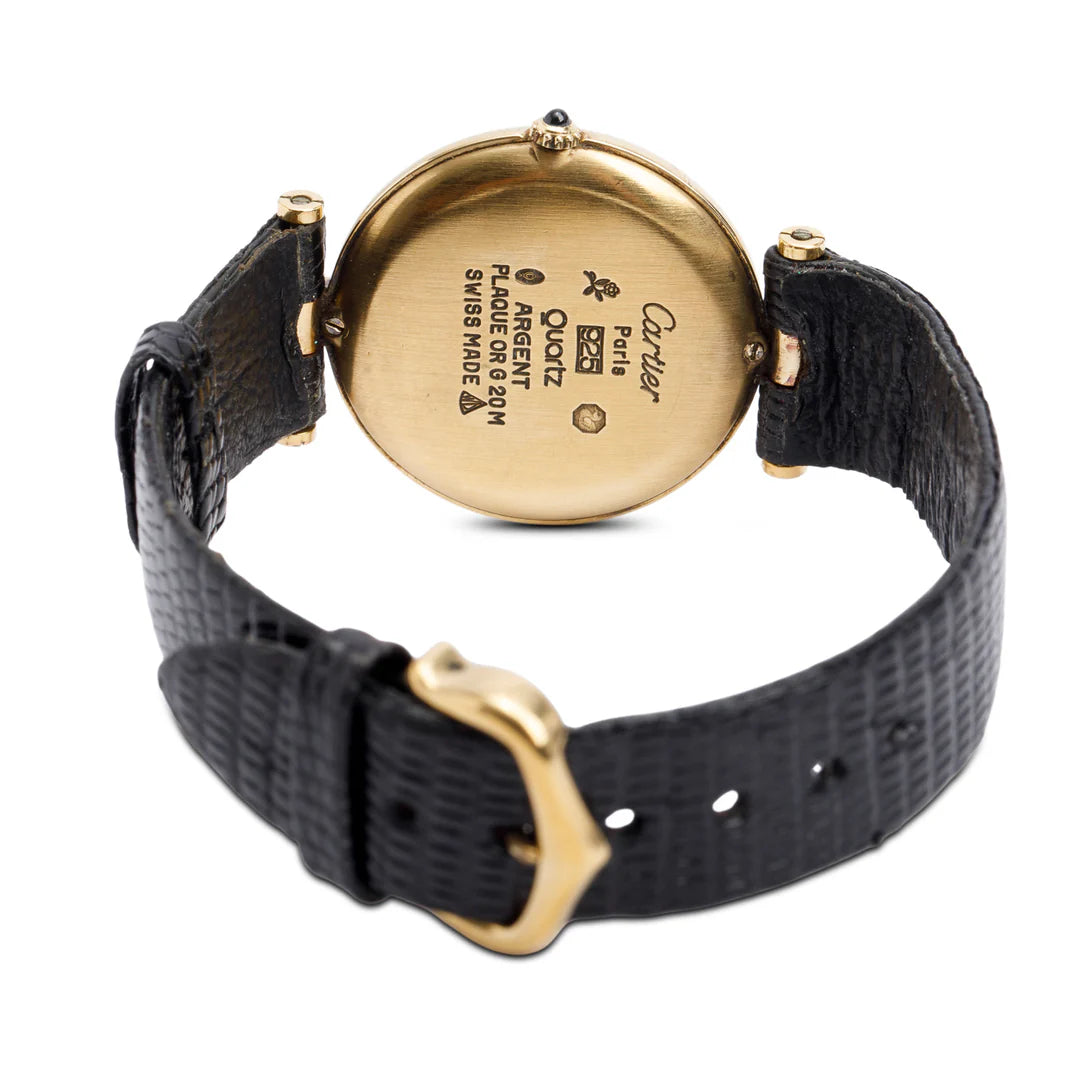 Vintage 18k Gold Vermeil Sterling Silver Argent Must De Vendome 30 MM Quartz Watch