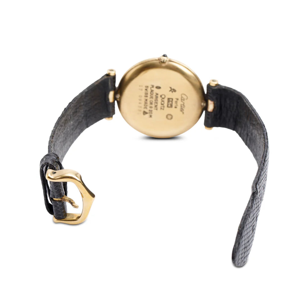 Vintage 18k Gold Vermeil Sterling Silver Argent Must De Vendome 30 MM Quartz Watch