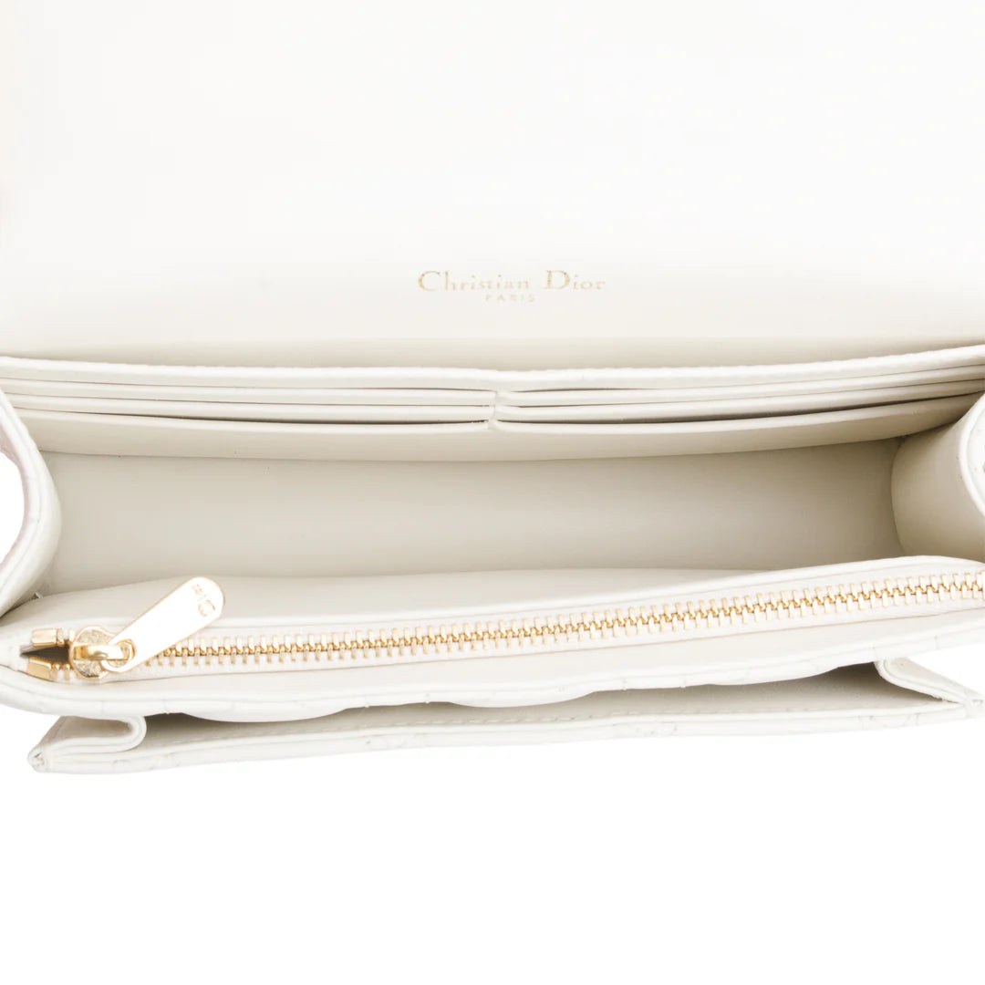 2022 White Lambskin Cannage My Dior Daily Chain Pouch