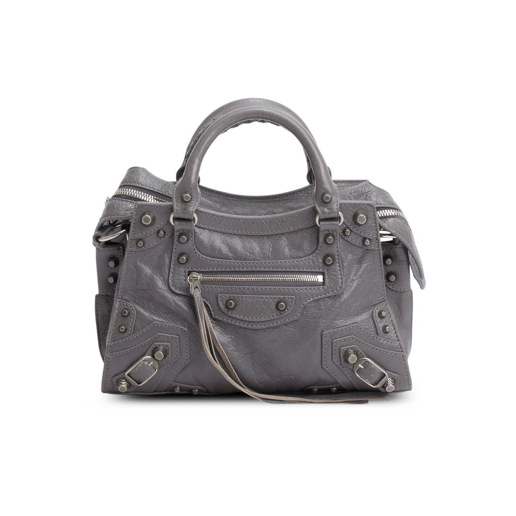 Grey Agneau Leather Neo Cagole XS City Bag w/ Strap