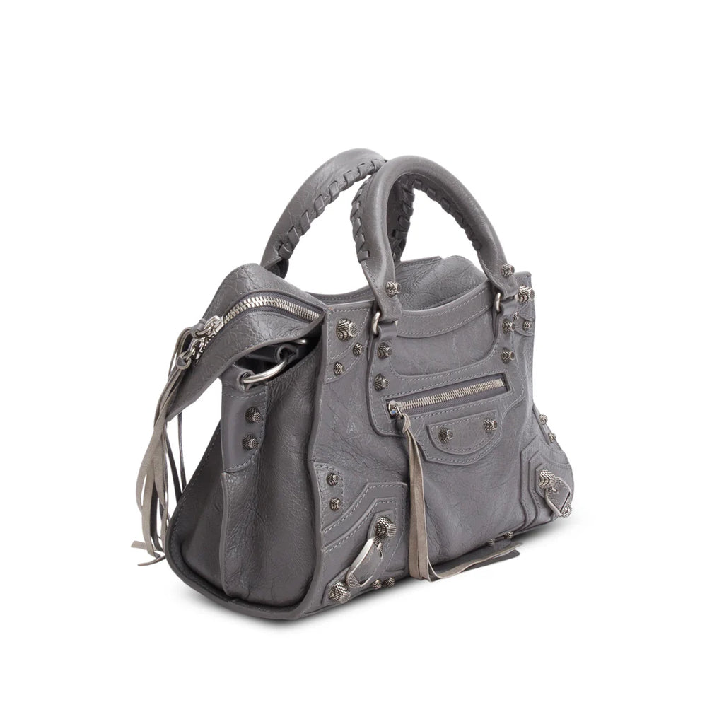 Grey Agneau Leather Neo Cagole XS City Bag w/ Strap