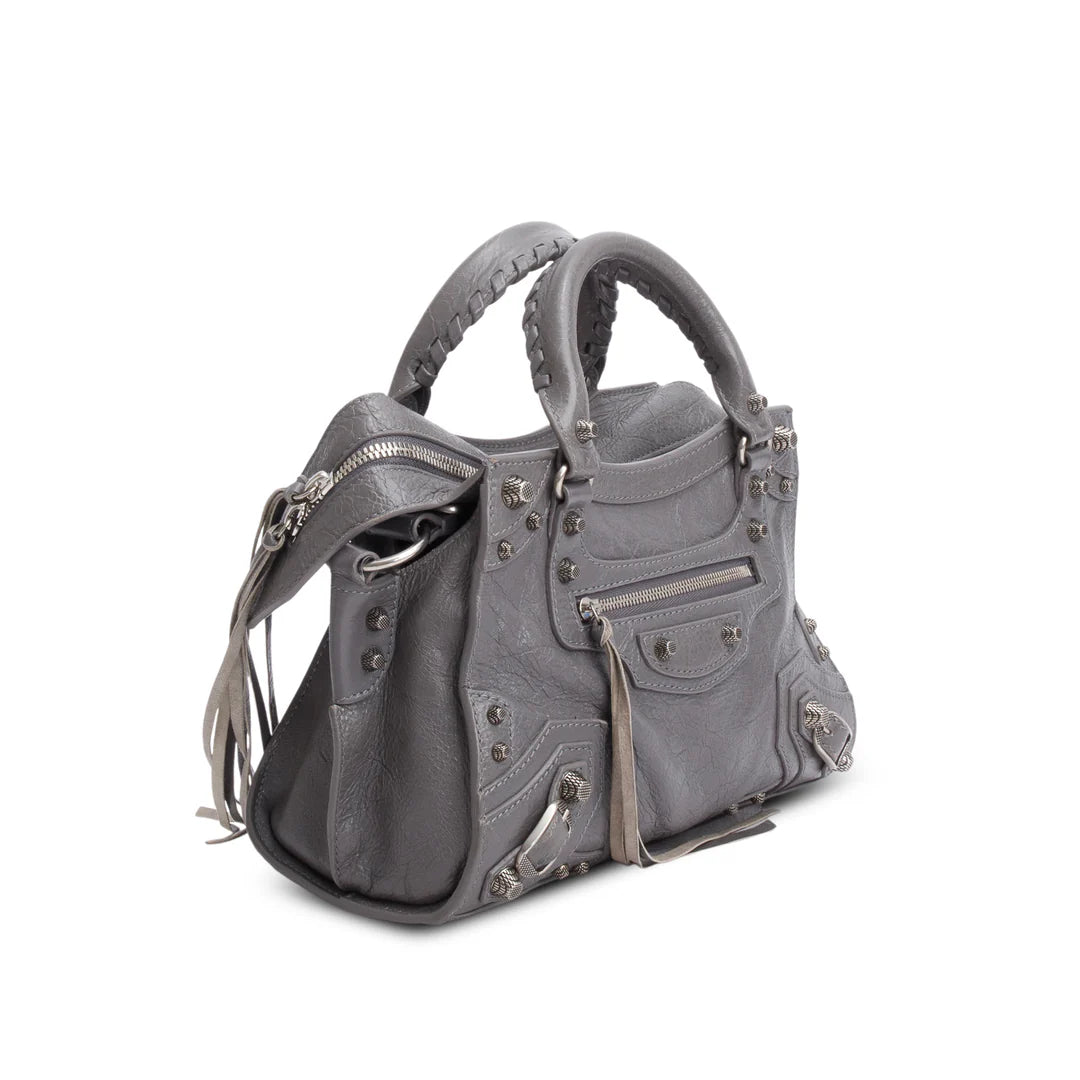 Grey Agneau Leather Neo Cagole XS City Bag w/ Strap