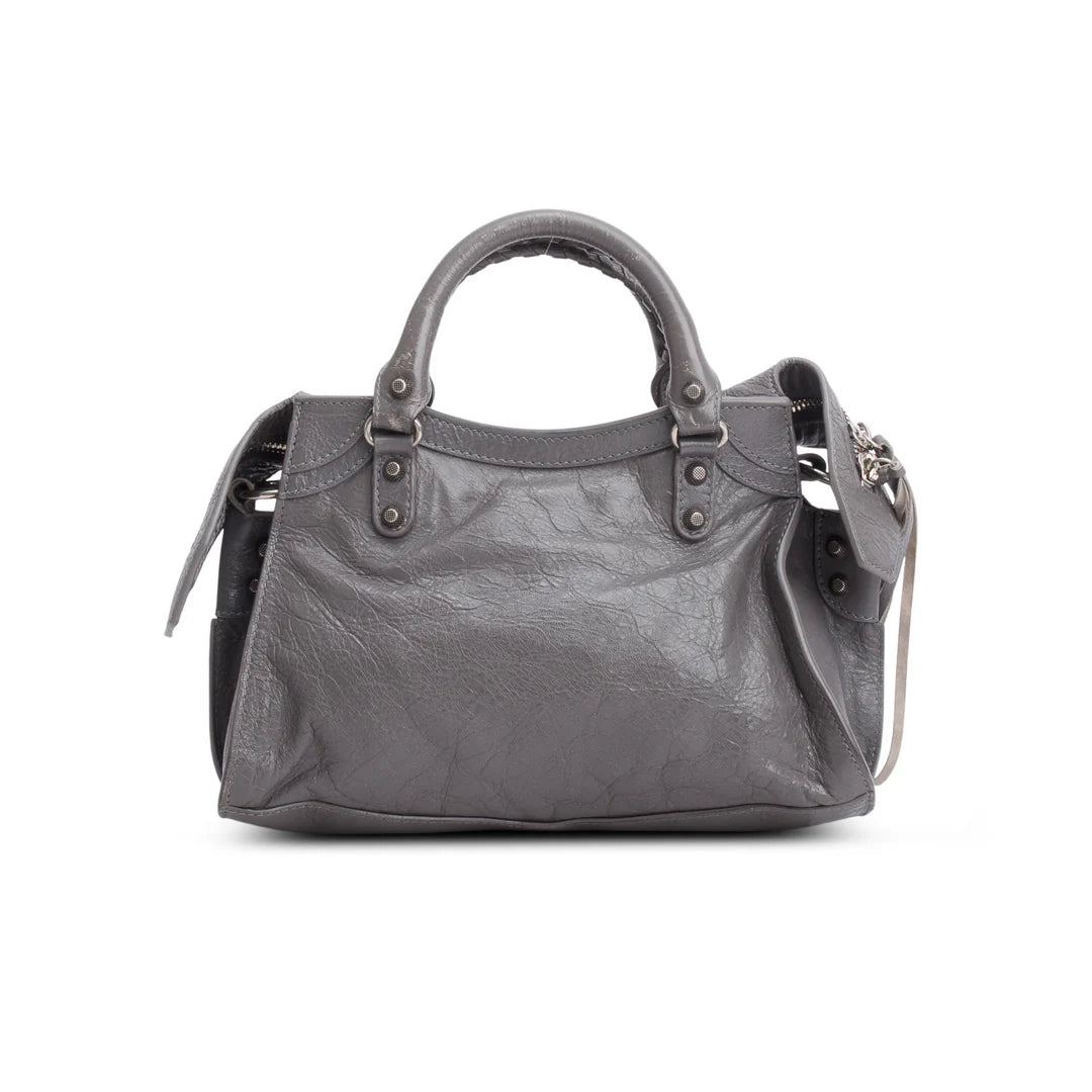 Grey Agneau Leather Neo Cagole XS City Bag w/ Strap