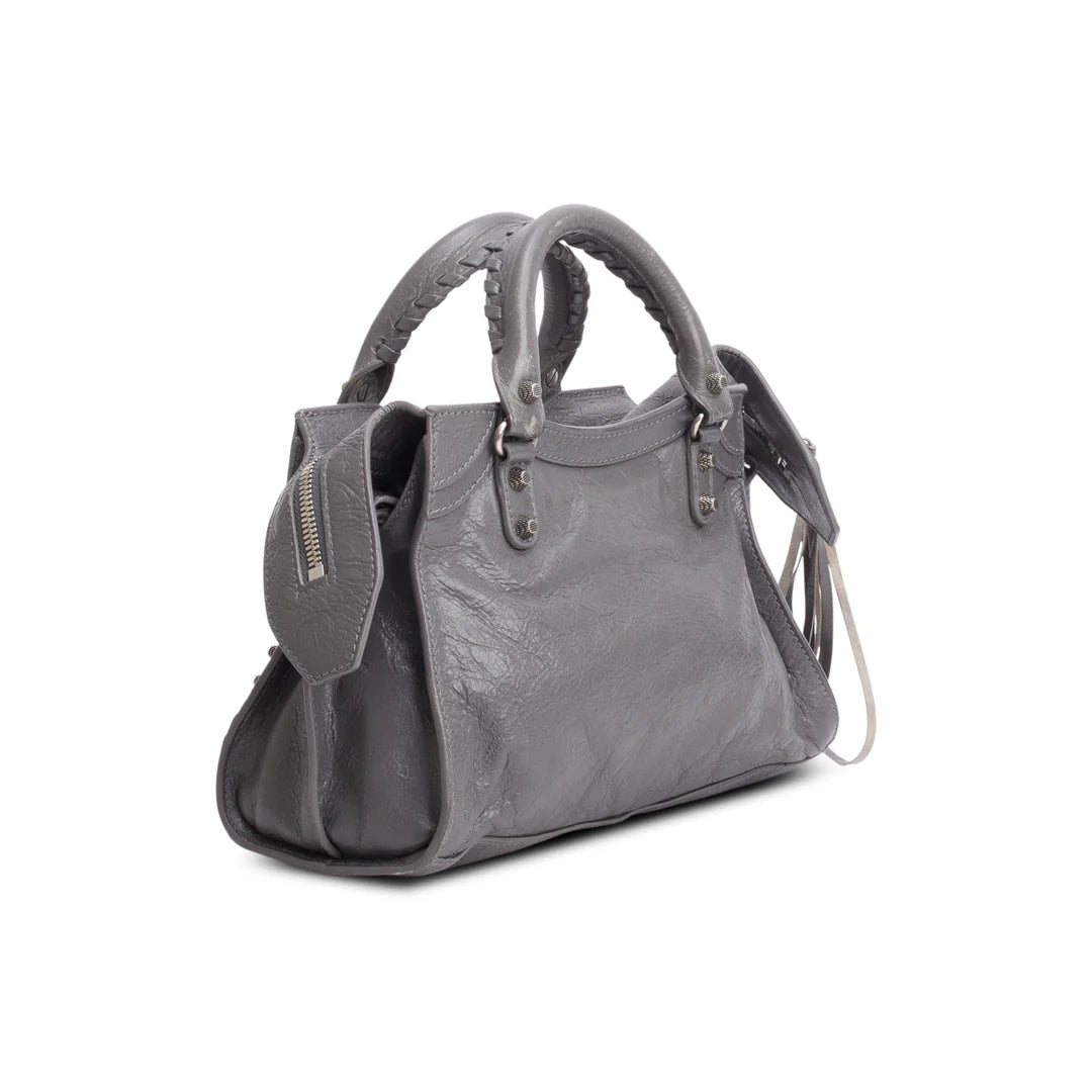 Grey Agneau Leather Neo Cagole XS City Bag w/ Strap