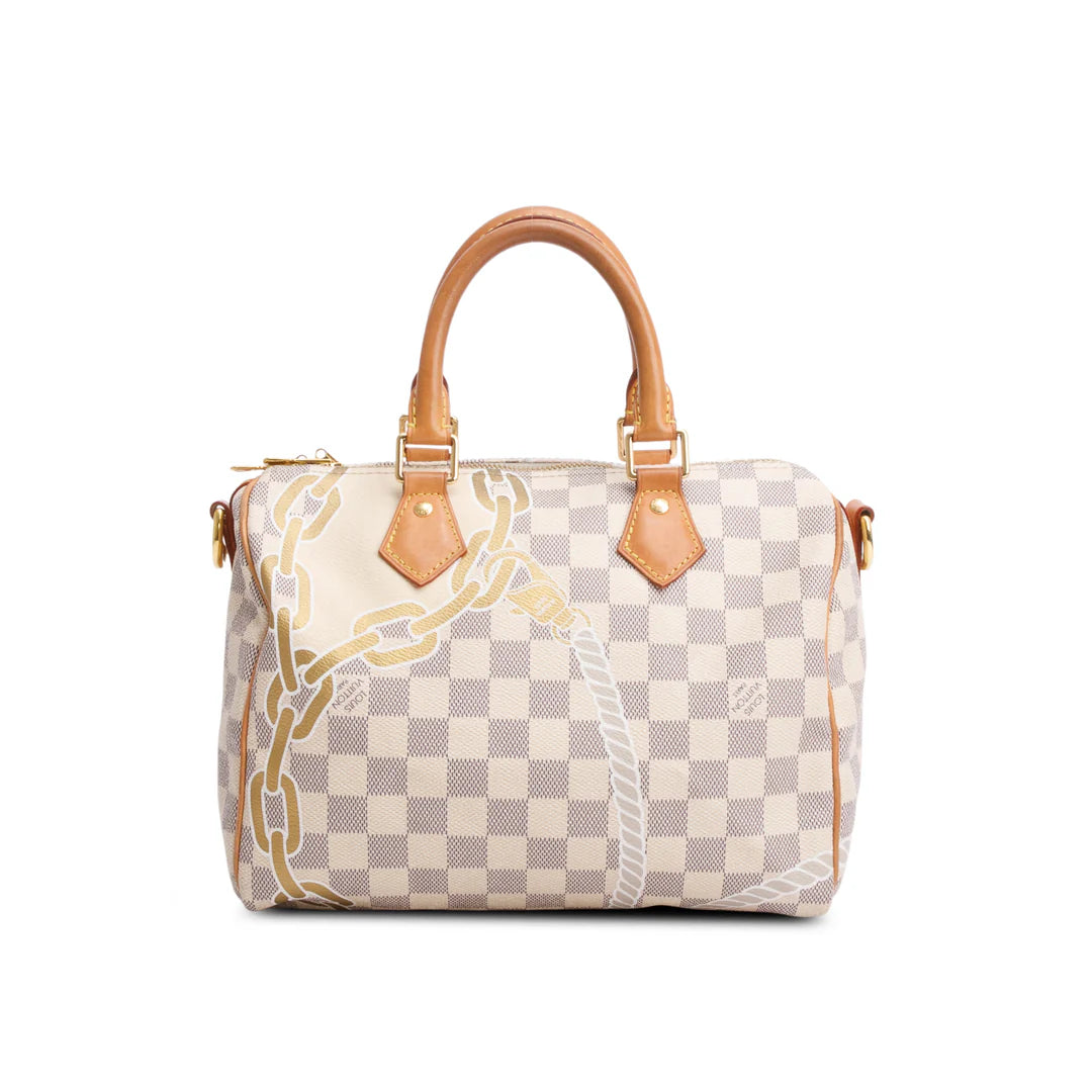 Nautical Damier Azur Speedy Bandouliere 25 w/ Strap