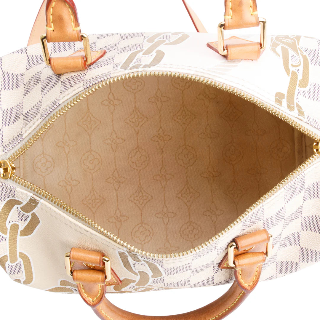 Nautical Damier Azur Speedy Bandouliere 25 w/ Strap