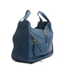 Blue Calfskin Leather Medium Hammock Bag