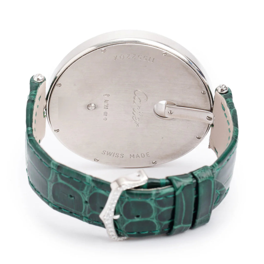 18k White Gold Diamond Bezel Captive de 50 MM Watch Silver Diamond Dial 3245 w/ Box &amp; Extra Strap