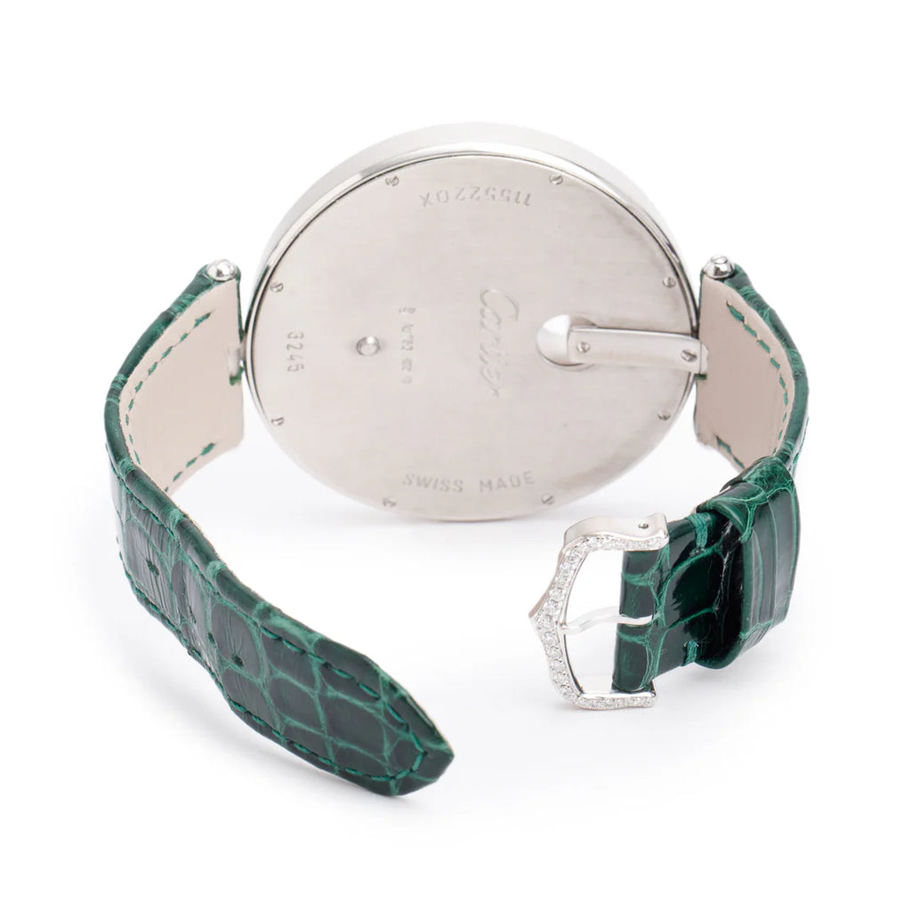 18k White Gold Diamond Bezel Captive de 50 MM Watch Silver Diamond Dial 3245 w/ Box &amp; Extra Strap