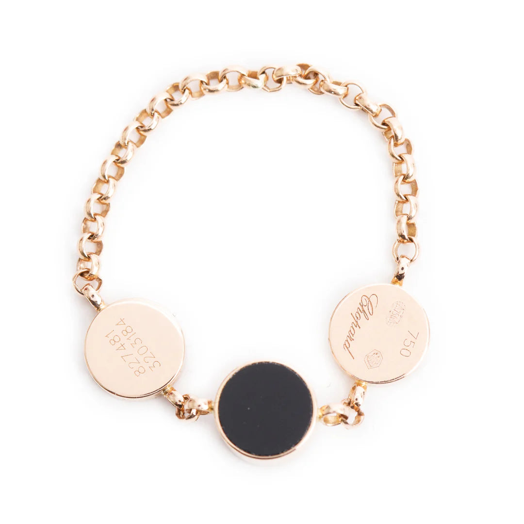 18k Rose Gold Diamond &amp; Onyx Happy Darling Chain Ring, Size 4.5