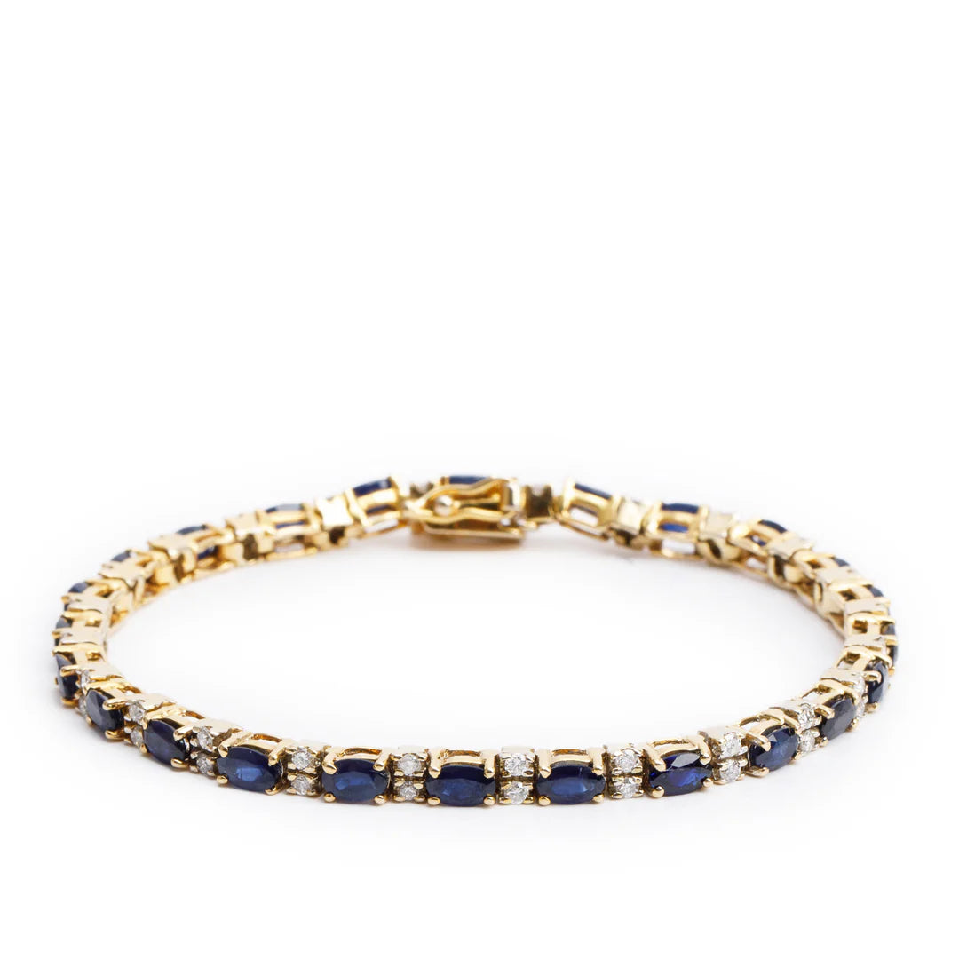 14k Yellow Gold Sapphire &amp; Diamond Bracelet