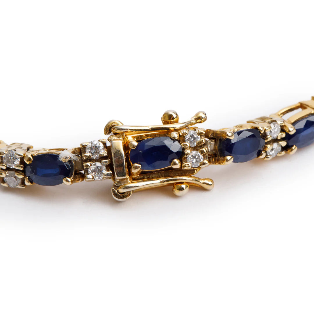 14k Yellow Gold Sapphire &amp; Diamond Bracelet