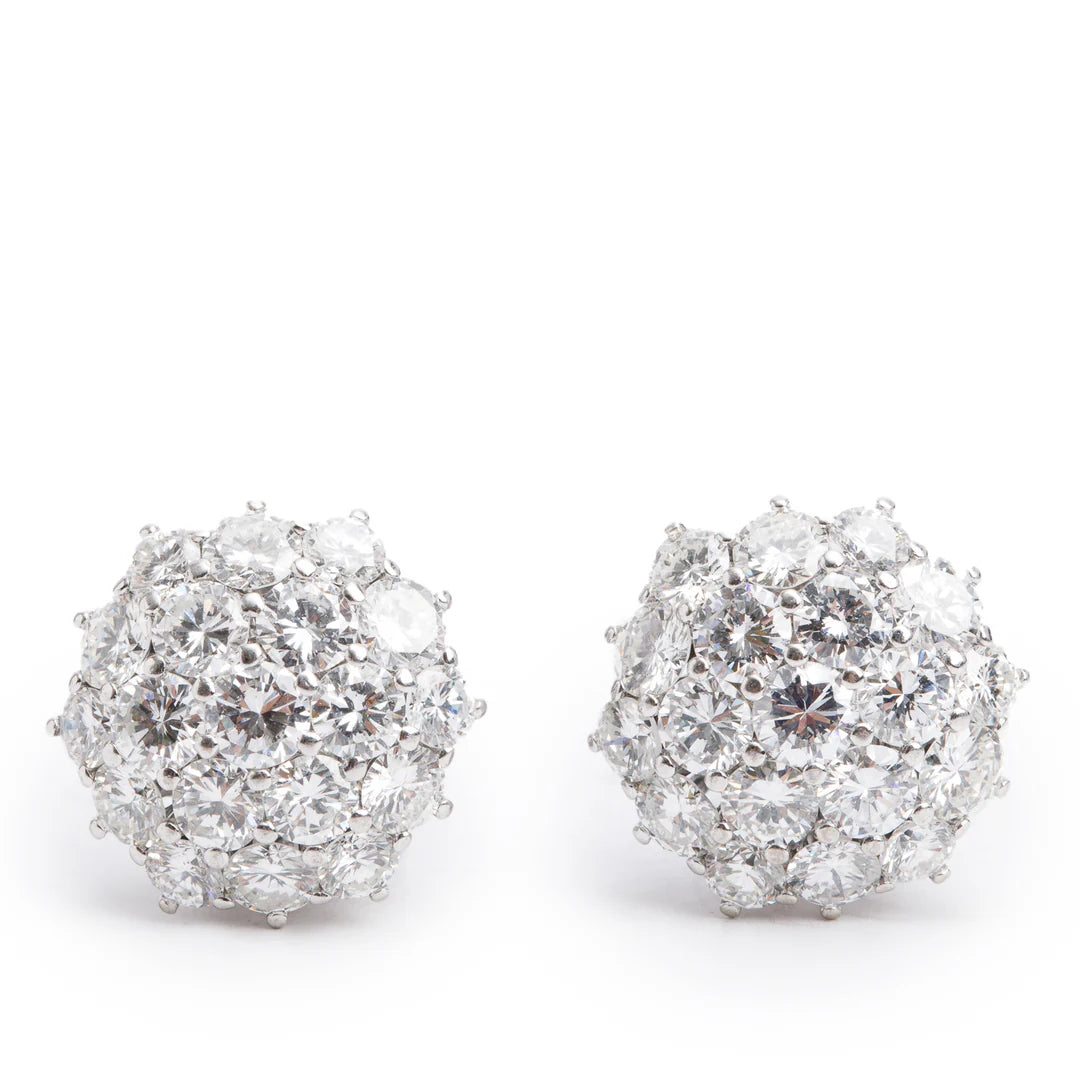 18k White Gold 4.21 tcw. Diamond Cluster Clip-On Earrings