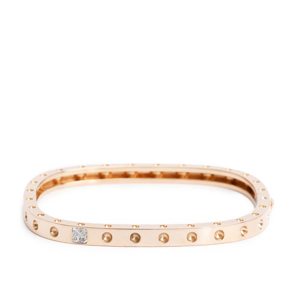 18k Rose Gold Diamond Pois Moi Single-Row Square Bangle Bracelet