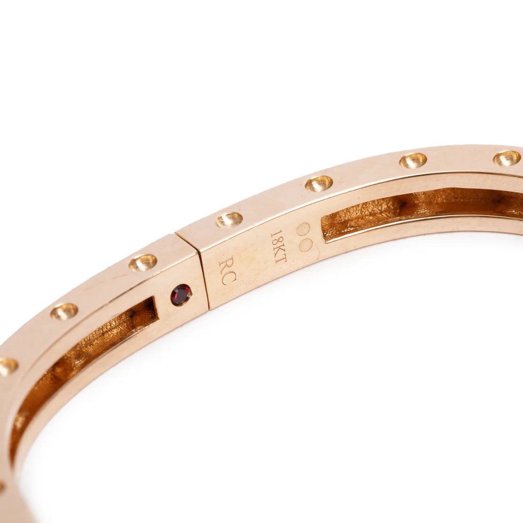 18k Rose Gold Diamond Pois Moi Single-Row Square Bangle Bracelet