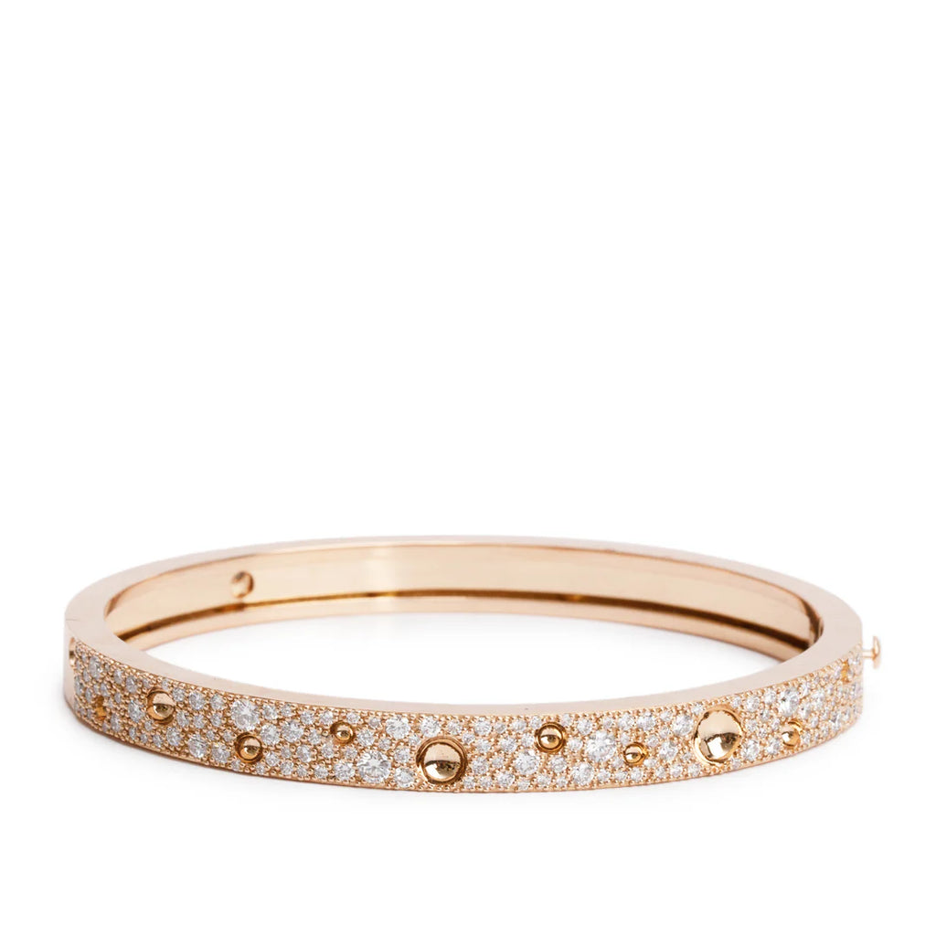 18k Rose Gold Pave Diamond Pois Moi Luna Bangle Bracelet