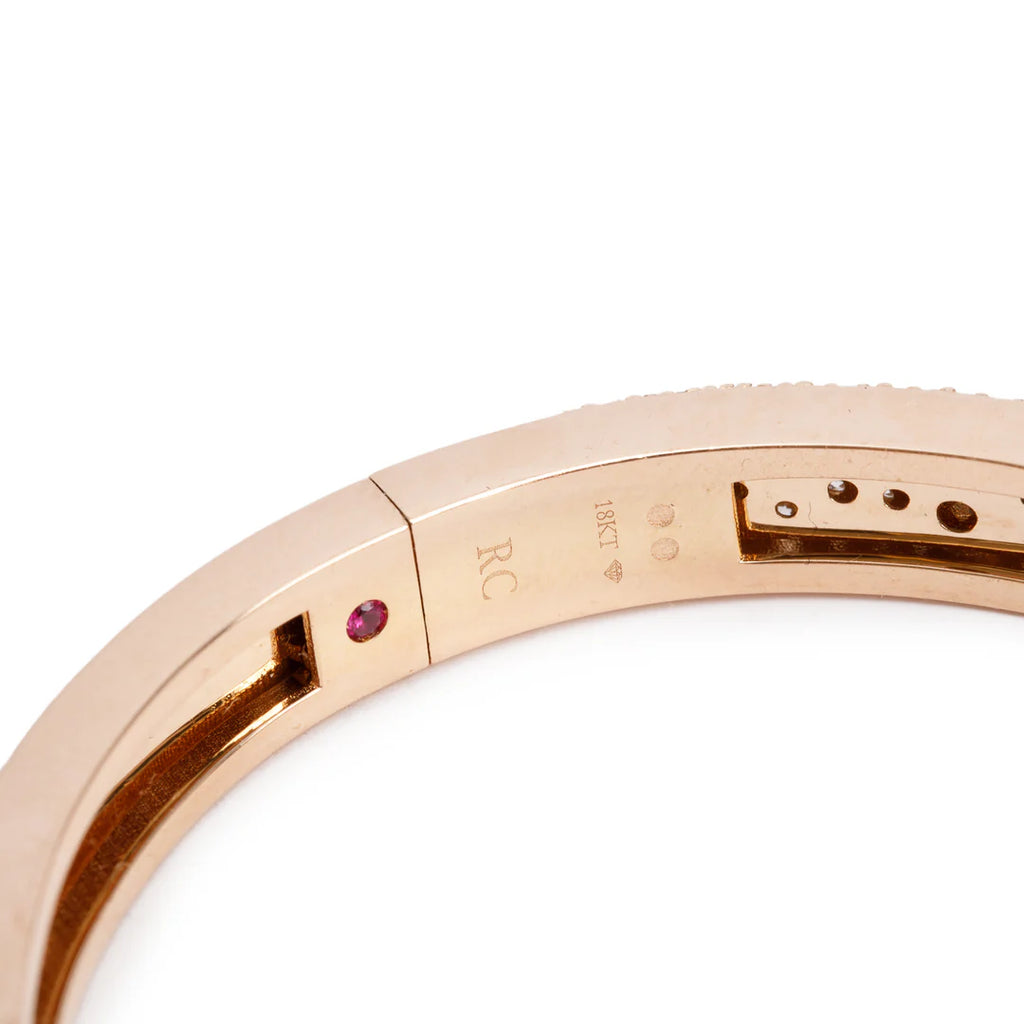 18k Rose Gold Pave Diamond Pois Moi Luna Bangle Bracelet