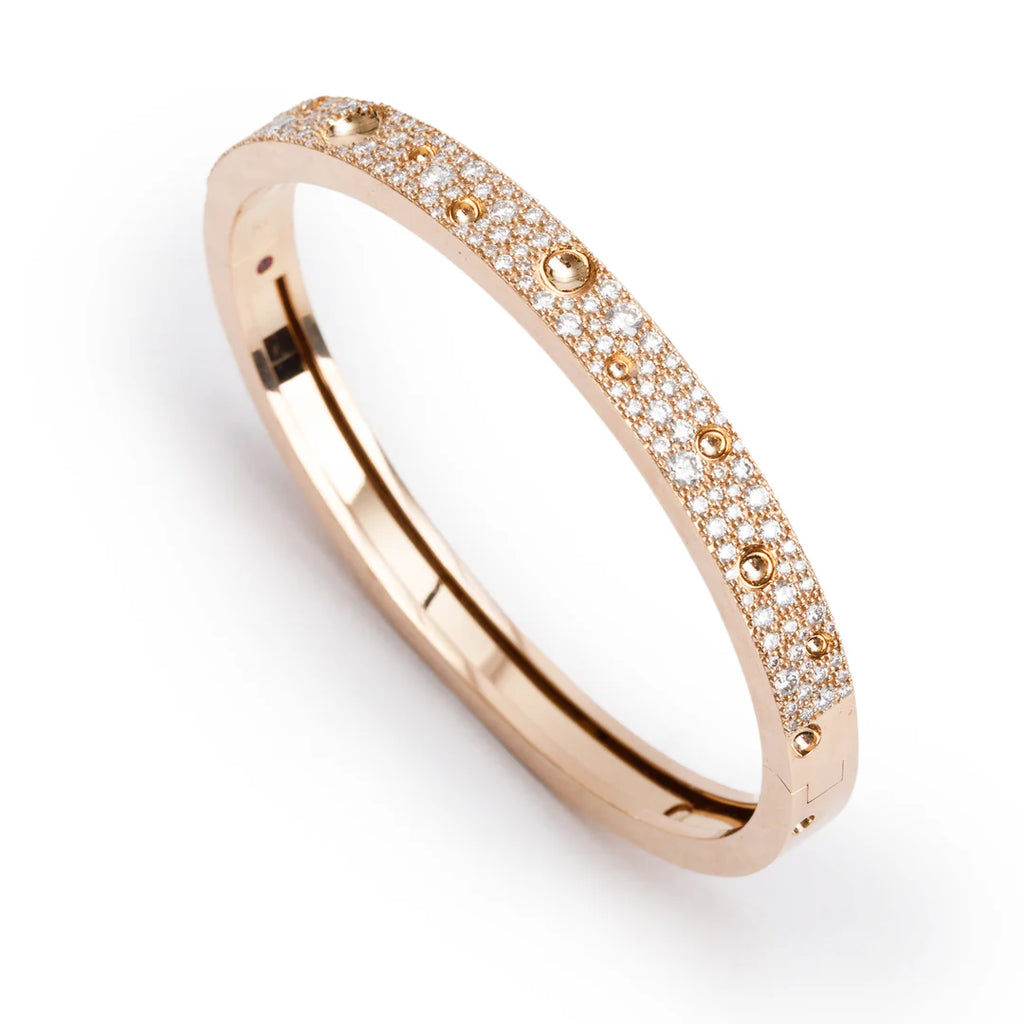 18k Rose Gold Pave Diamond Pois Moi Luna Bangle Bracelet
