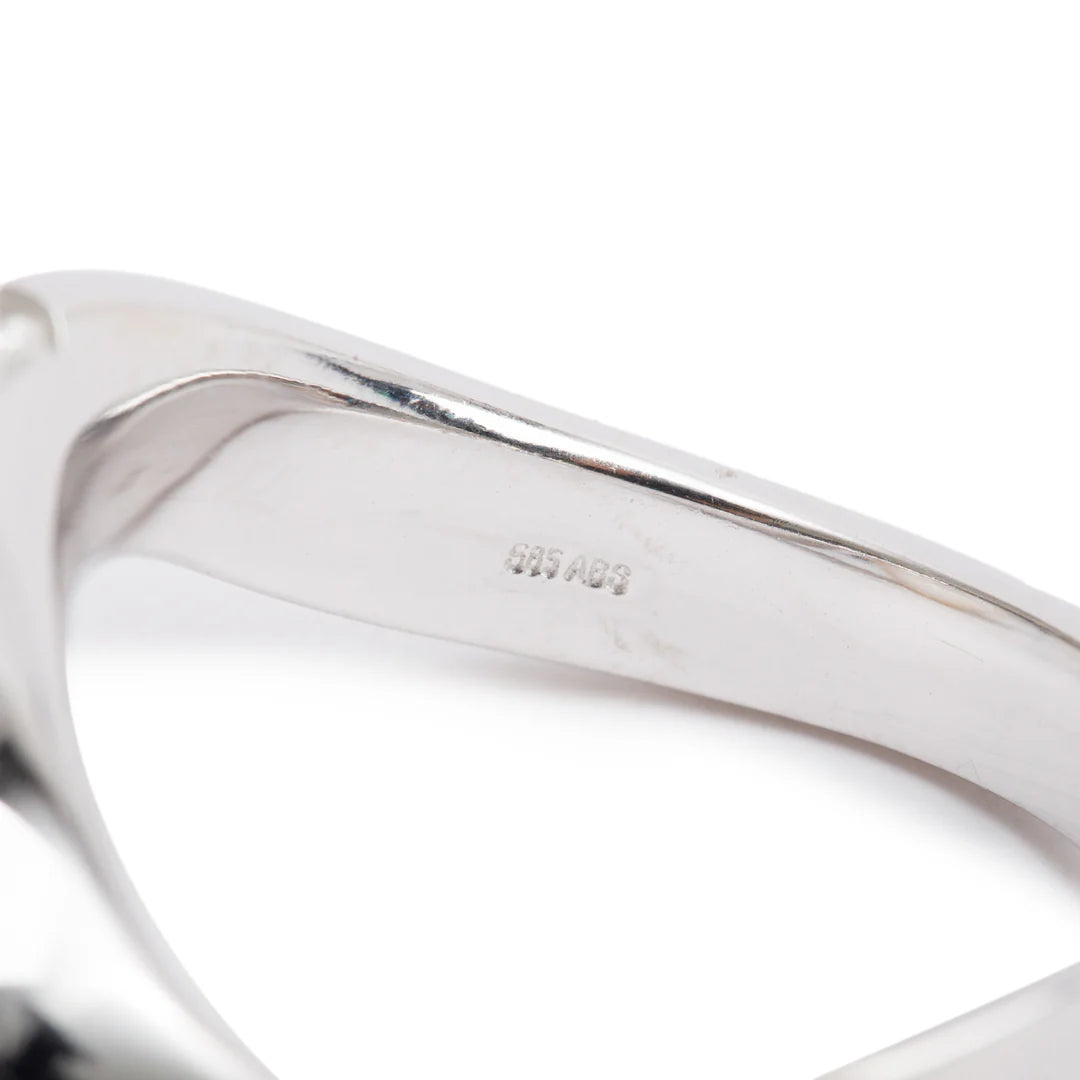 14k White Gold Pearl &amp; Diamond Ring, Size 7.5