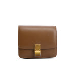 Brown Smooth Calfskin Small Classic Box Flap Bag