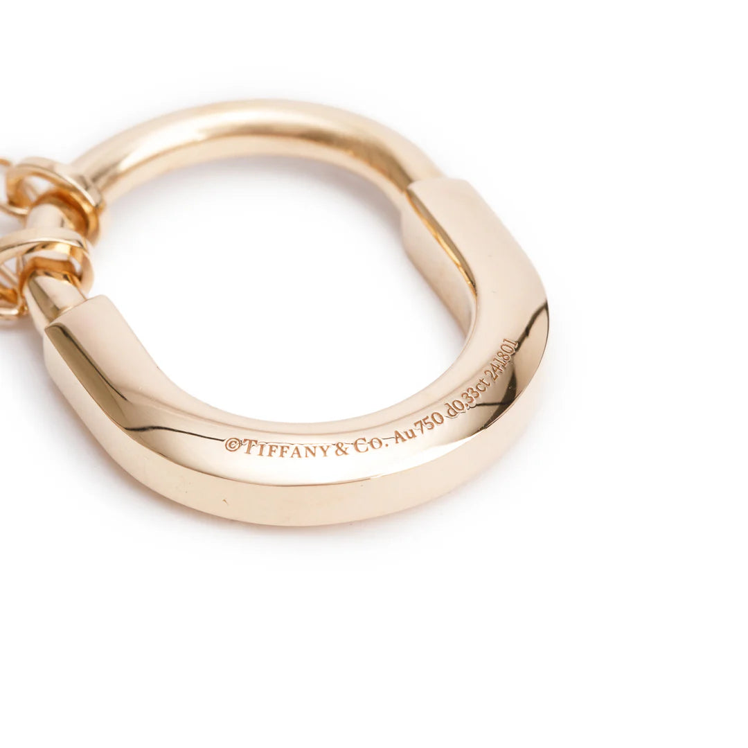 18k Rose Gold Diamond Medium Lock Pendant Necklace w/ Box